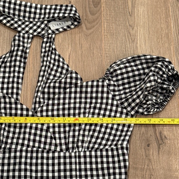 Lioness gingham puff sleeve mini choker dress, size M - Picture 7 of 10
